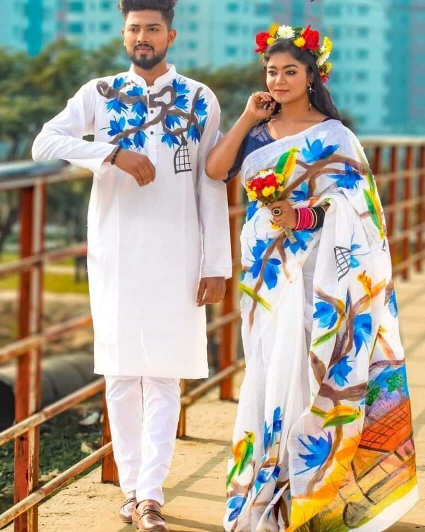Half silk saree dupaiyan Panjabi couple Dress-2
