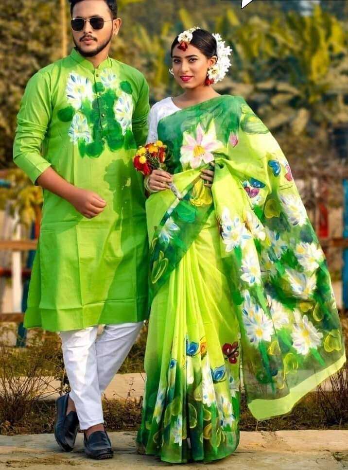 Saree & Panjabi Combo Dress For Couple NFH-039