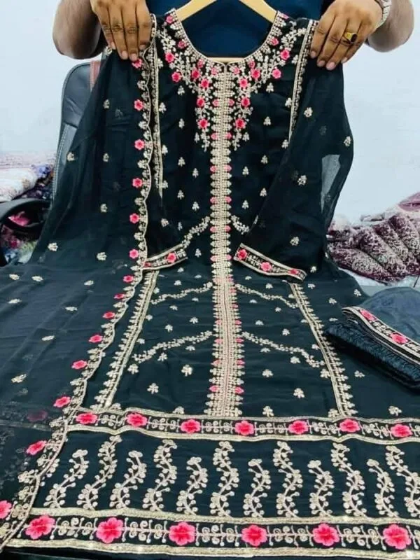 Black-Indian-Fox-Georgette-4-Pcs