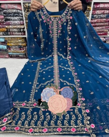 Blue-Indian-Fox-Georgette-4-Pcs