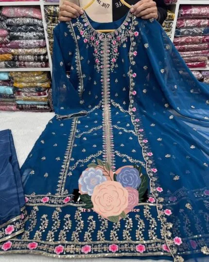 Blue-Indian-Fox-Georgette-4-Pcs