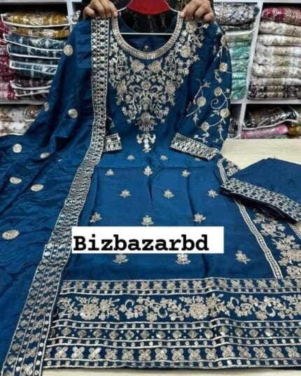 Blue-Indian-Georgette-Three-pcs