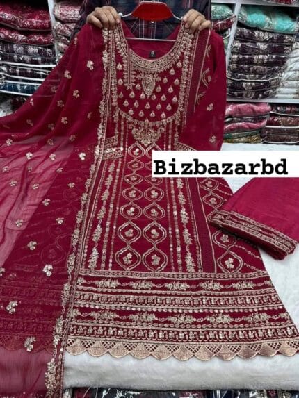 Marron-Latest-Indian-Three-Piece