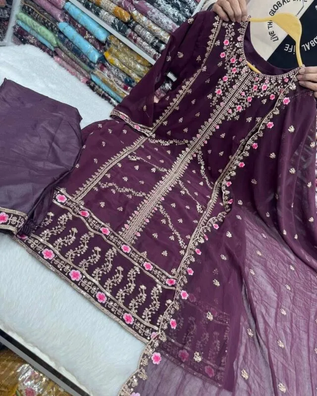 Purple-Indian-Fox-Georgette-4-Pcs