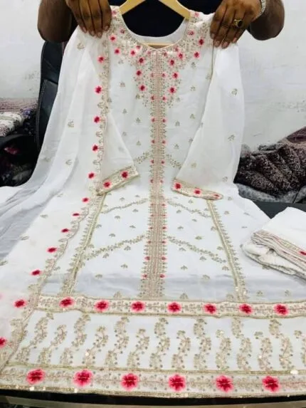 White-Indian-Fox-Georgette-4-Pcs