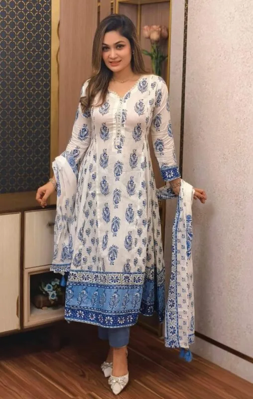 Cotton Long Gown Kurti  Dress - Image 2