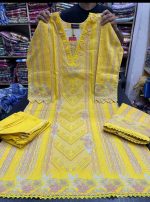 Original Pakistani Jom Jom Swiss Cotton stitched Three Pieces - Image 2