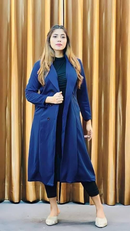 Lady Winter Coat Solid Color Flap Pockets Winter Overcoat