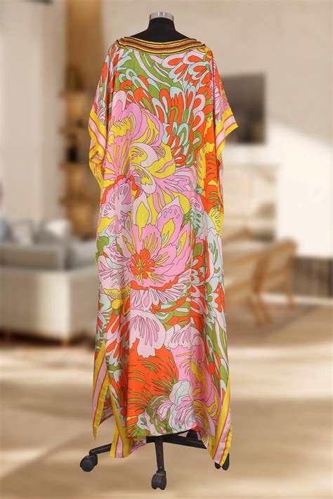 Colorful Floral Kaftan Dress