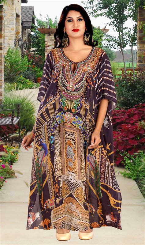 Brown Printed Kaftan for Women