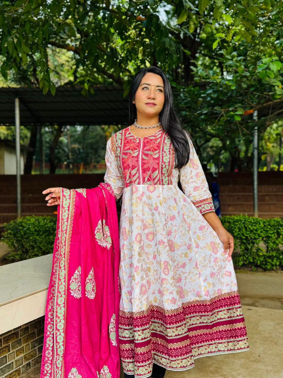 white-pink-floral-cotton-3-piece-dress.webp White Pink Floral Cotton 3 Piece Dress for Women with Matching Dupatta