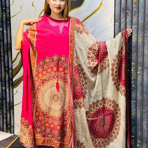 Pink Ethnic Printed Kaftan for Women