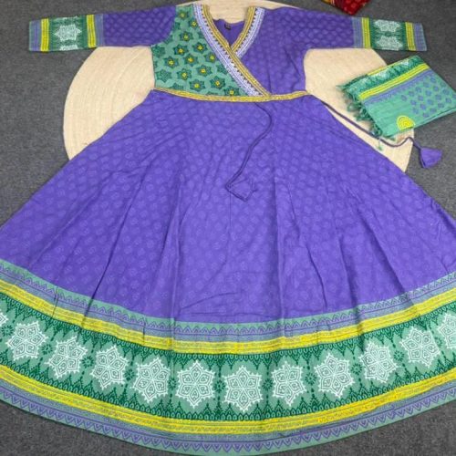 Purple Ethnic Printed Swiss Cotton Three Piece