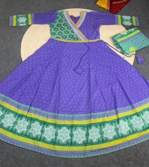 Purple Ethnic Printed Swiss Cotton Three Piece