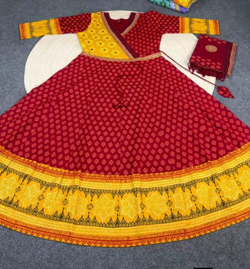 Maroon Ethnic Printed Swiss Cotton Three Piece