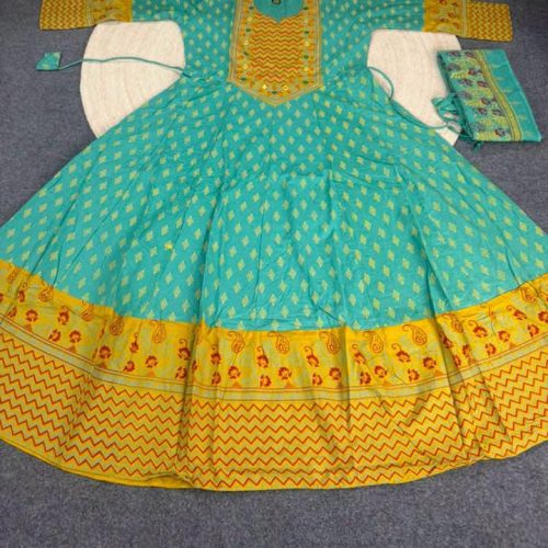 Yellow Floral Printed Swiss Cotton Three Piece