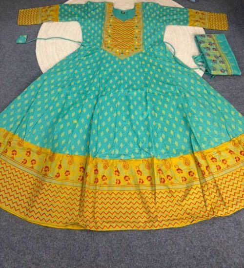 Yellow Floral Printed Swiss Cotton Three Piece