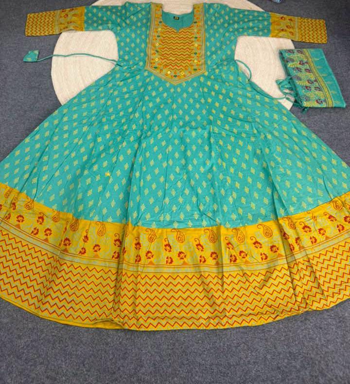 Yellow Floral Printed Swiss Cotton Three Piece
