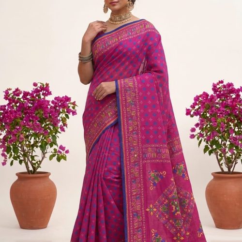 Hand Embroidered Soft Cotton Saree