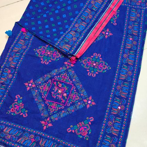 Hand Embroidered Soft Cotton Saree
