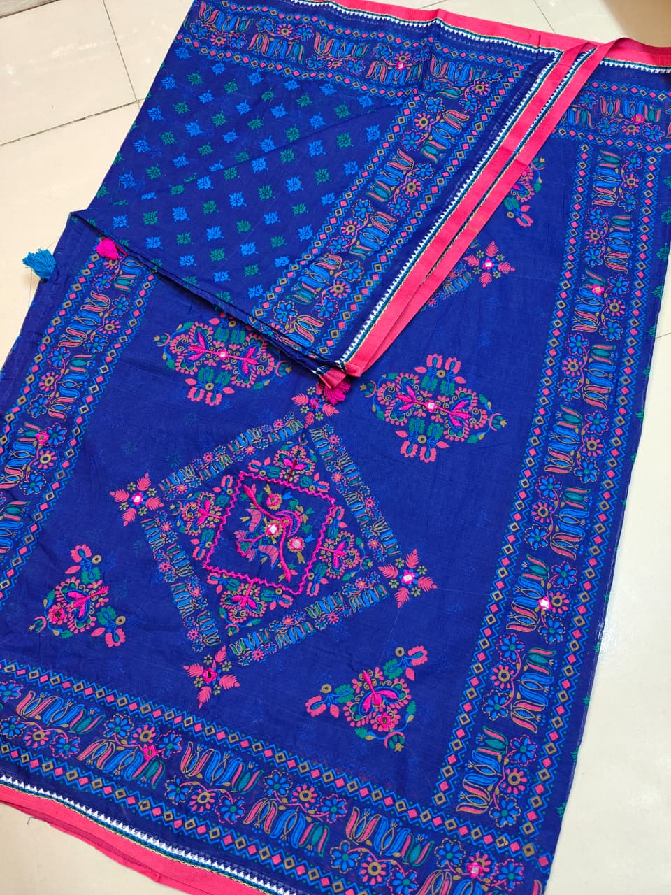 Hand Embroidered Soft Cotton Saree