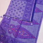 Embroidered Leaf Design Soft Cotton Saree