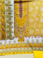 Premium Digital Printed Unstitched Three Piece with elegant floral and ethnic prints, soft breathable fabric, matching printed orna, and matching bottom fabric. Perfect for casual wear, office, festivals, and special occasions.
