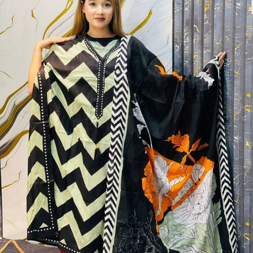 Luxury Printed Kaftan - Luxury Printed Kaftan for Women | Free Size | Front & Back Design (Gallery View 1)