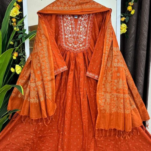 Embroidered Cotton 2 Piece Dress - Elegant Premium Embroidered Cotton 2 Piece Dress for Women (Gallery View 1)