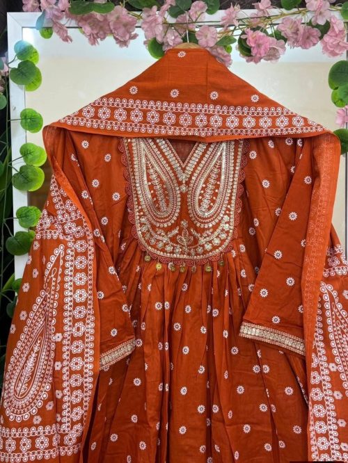 Elegant Premium Embroidered Cotton 2 Piece Dress for Women - Image 4