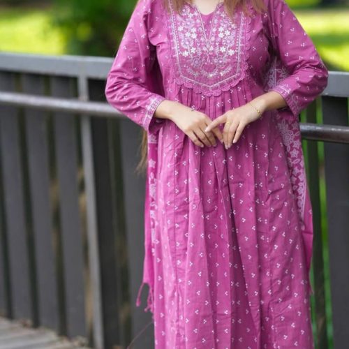 Premium Embroidered Cotton 2 Piece Dress for Women