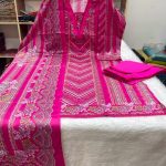 Elegant Premium Swiss Cotton Stitched Three Piece Dress for Women Pink Color