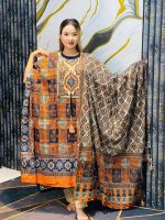 Orange Multicolor Printed Kaftan for Women