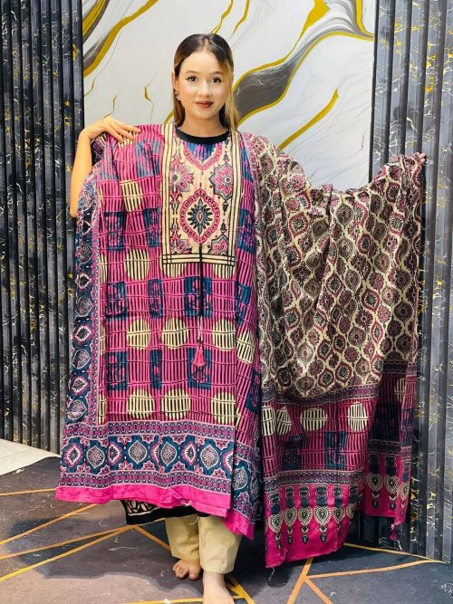 Pink Multicolor Printed Kaftan for Women