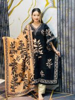 Black Floral Printed Kaftan for Women