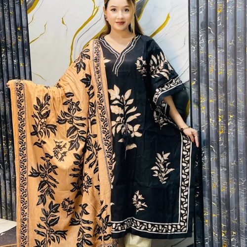 Black Floral Printed Kaftan for Women