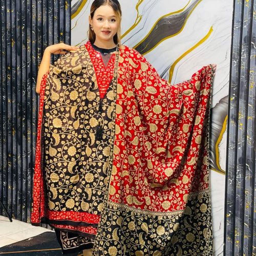 Red Luxury Printed Kaftan for Women