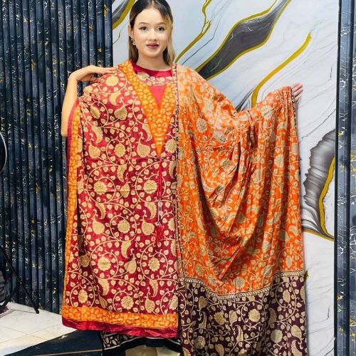 Orange Luxury Printed Kaftan for Women