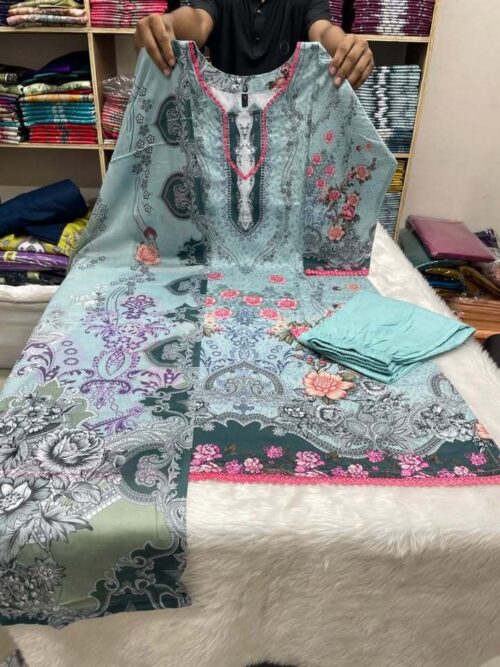 exclusive Jom Jom A+grade switch Cotton Skin Print High Quality Three Piece For Women -Dress For Girls - 3 Pice Dress