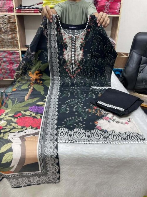 exclusive Jom Jom A+grade switch Cotton Skin Print High Quality Three Piece For Women -Dress For Girls - 3 Pice Dress