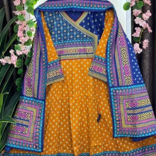 Premium Blog Printed Cotton Stitched Two Piece Grown For Women - Premium blog Printed Cotton Stitched two Piece grown for Women