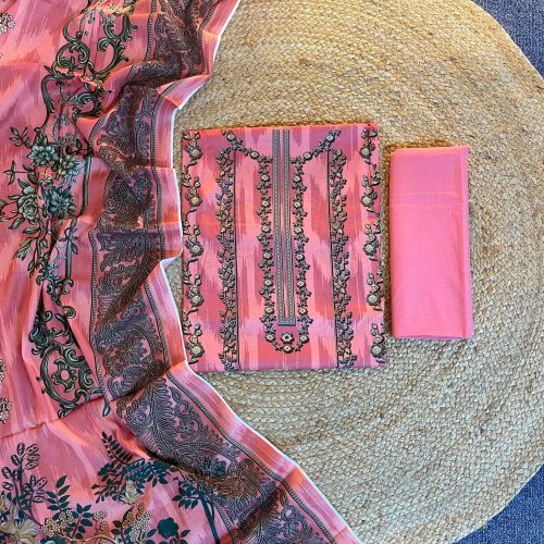 Pakistani A Grade Jom Jom Swiss Loan Cotton Unstitched Three Pice - Pakistani a grade jom jom swiss loan cotton unstitched three pice