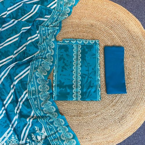 Pakistani A Grade Jom Jom Cotton Unstitched Three Pice - Pakistani a grade jom jom swiss loan cotton unstitched three pice