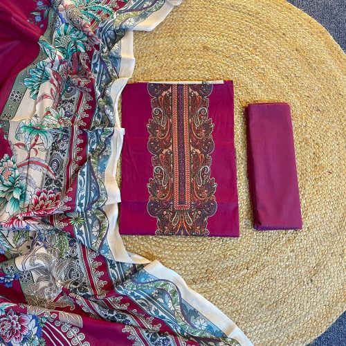 Pakistani A Grade Jom Jom Swiss Loan Cotton Unstitched Three Pice - Pakistani a grade jom jom swiss loan cotton unstitched three pice