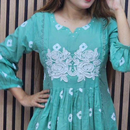 Embroidery Work Blog Printed Cotton Stitched Two Piece Grown For Women - embroidery work blog Printed Cotton Stitched two Piece grown for Women