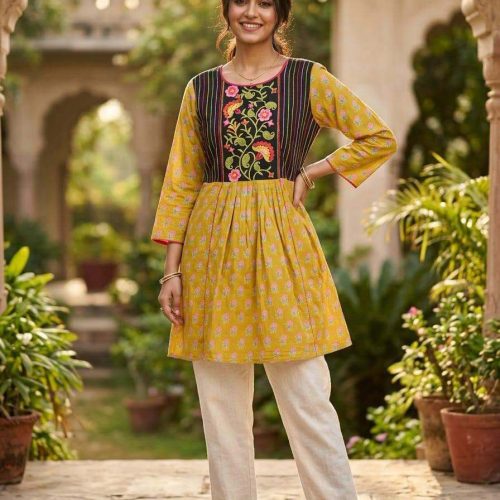 Aarong Cotton Trending Kurti Collection Block Print Embroidery