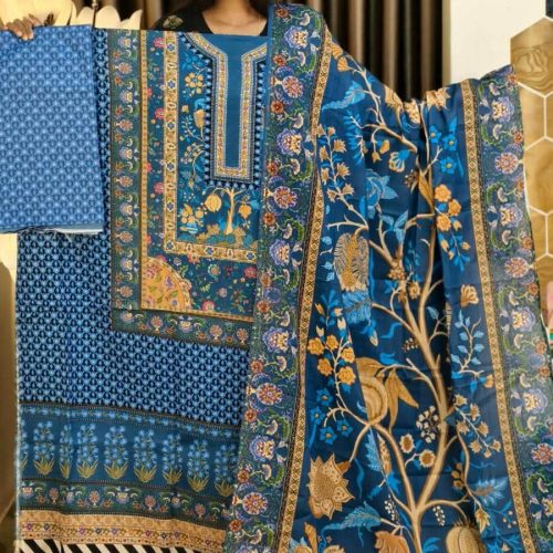 Pakistani A Grade Jom Jom Swiss Loan Cotton Unstitched Three Pice - Pakistani a grade jom jom swiss loan cotton unstitched three pice