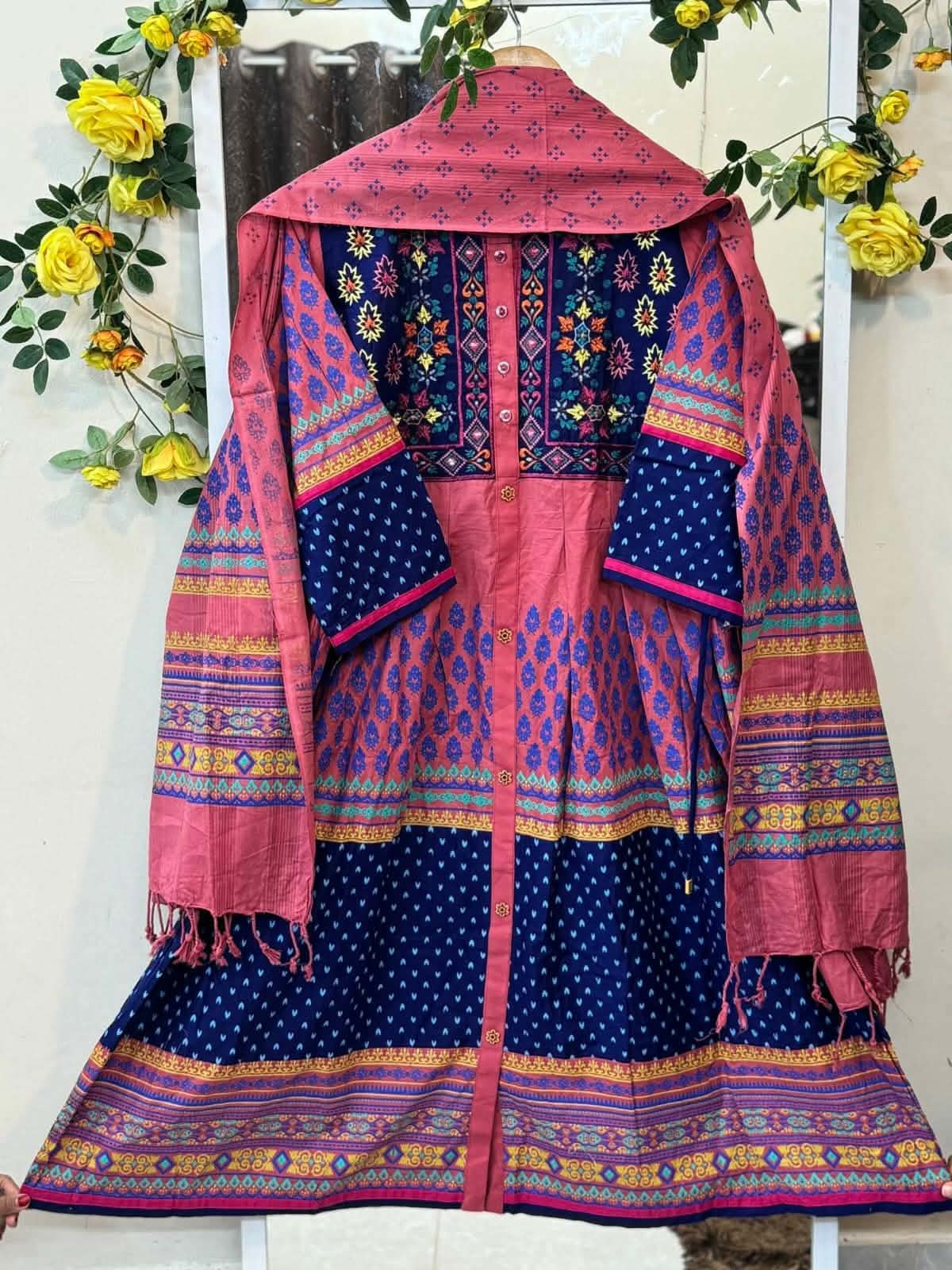 New blue onion cotton grown kurti 2pcs for Women & Girls