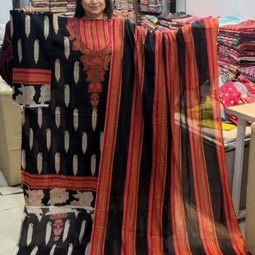 Pakistani A Grade Jom Jom Swiss Loan Cotton Unstitched Three Pice - Pakistani a grade jom jom swiss loan cotton unstitched three pice