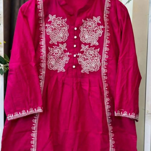 Premium Quality Arong Cotton Embroidery Work Trending Kurti Collection - Premium Quality Aarong Cotton Embroidery Work Trending Kurti Collection